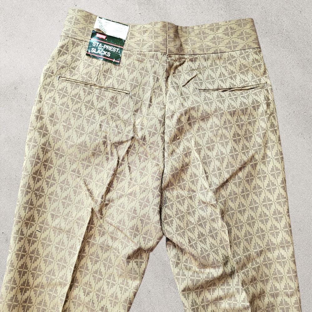 Vintage DEADSTOCK 1970s Levis Sta-Prest Slacks Pants Tan Diamond Flare 31x32 NWT - Picture 3 of 16